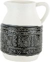 Ivory and Black Ceramic Pitcher with Geometric Design