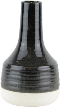 10 Inch Black Ceramic Genie Vase