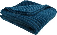Blue Ribbed Ultra Soft Faux Fur Transitional Throw Blanket