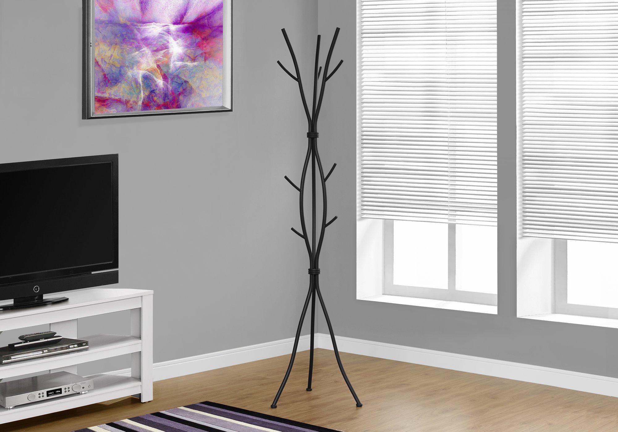Hammered Black Contemporary Coat Rack-1