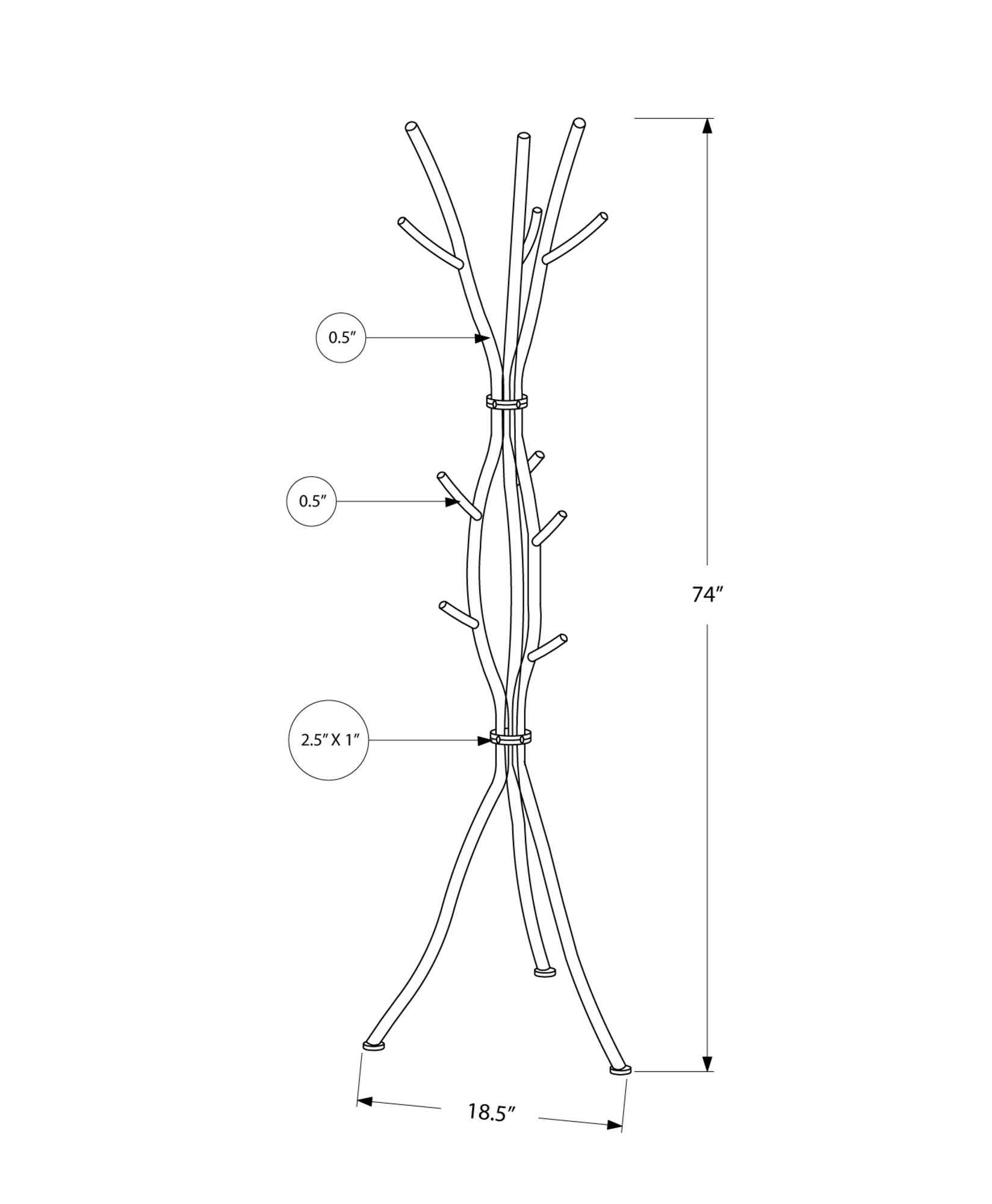 Hammered Black Contemporary Coat Rack-3