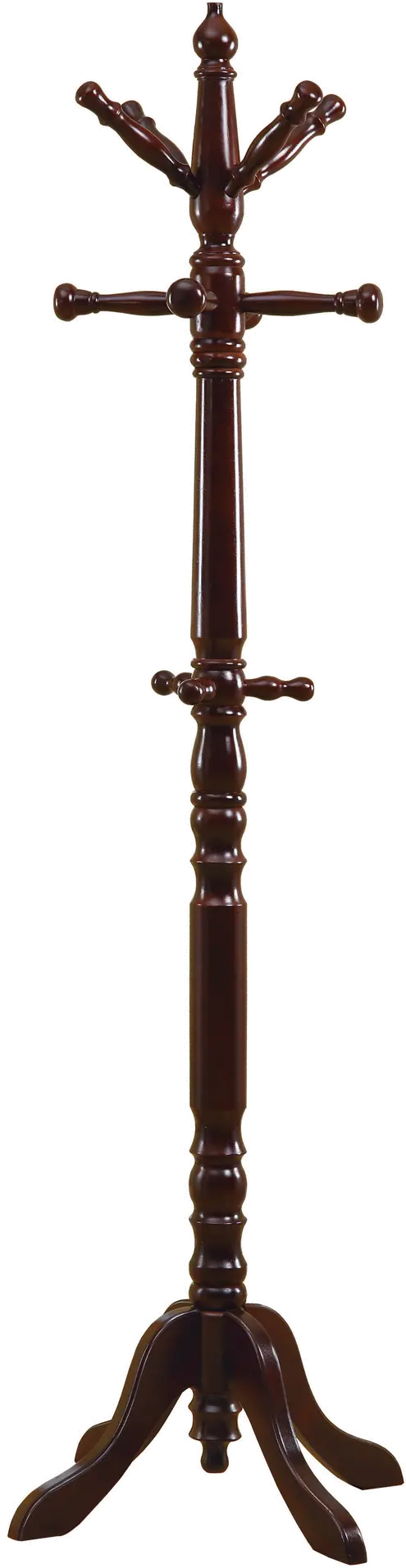 Dark Cherry Wood Traditional Coat Rack-2