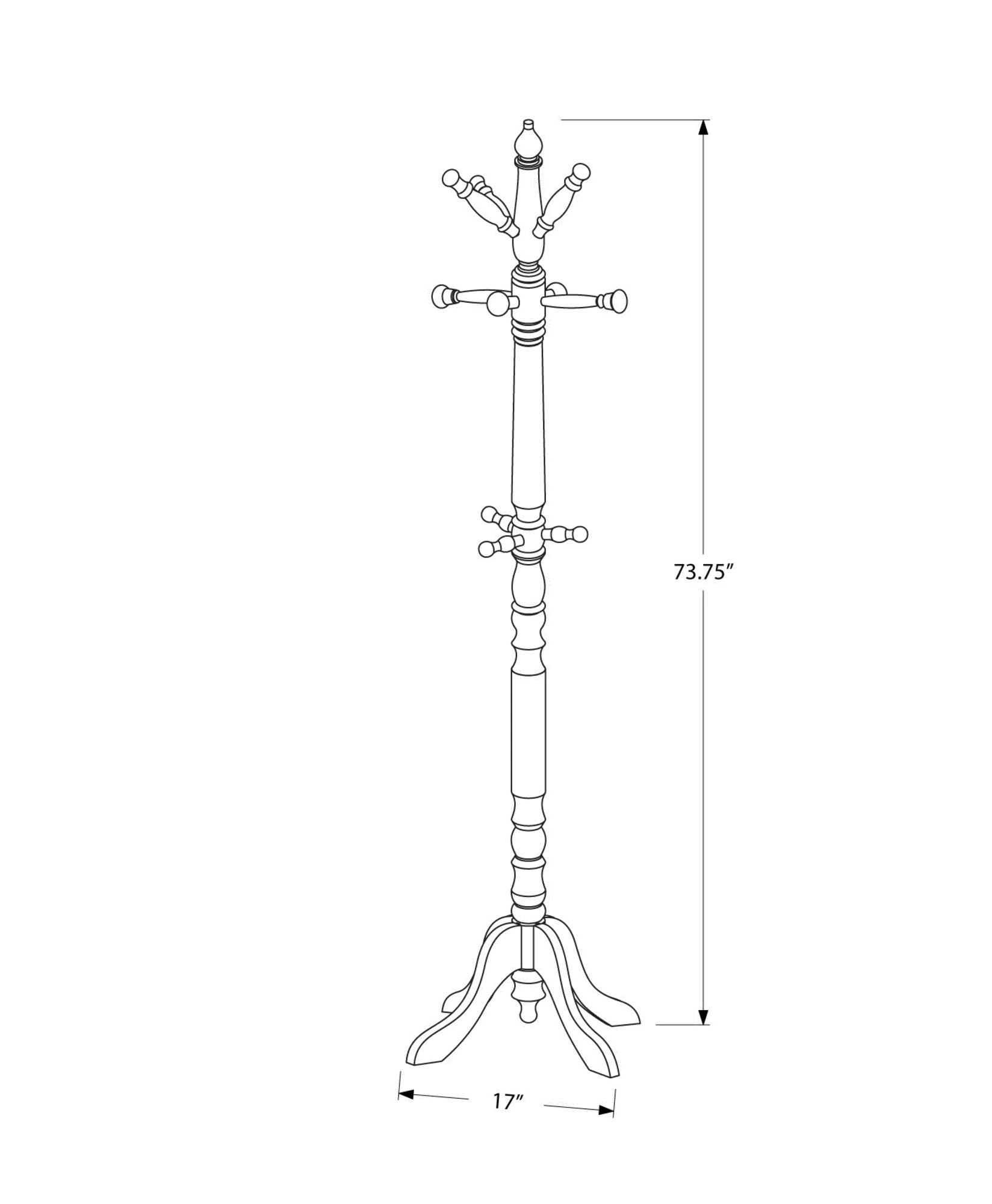 Dark Cherry Wood Traditional Coat Rack-3