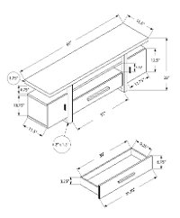 60 Inch Black and Cement Gray Top TV Stand-2