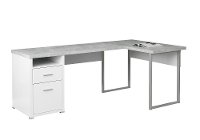 White and Concrete Gray L-Shaped Computer Desk -2