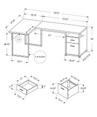White and Concrete Gray L-Shaped Computer Desk -3