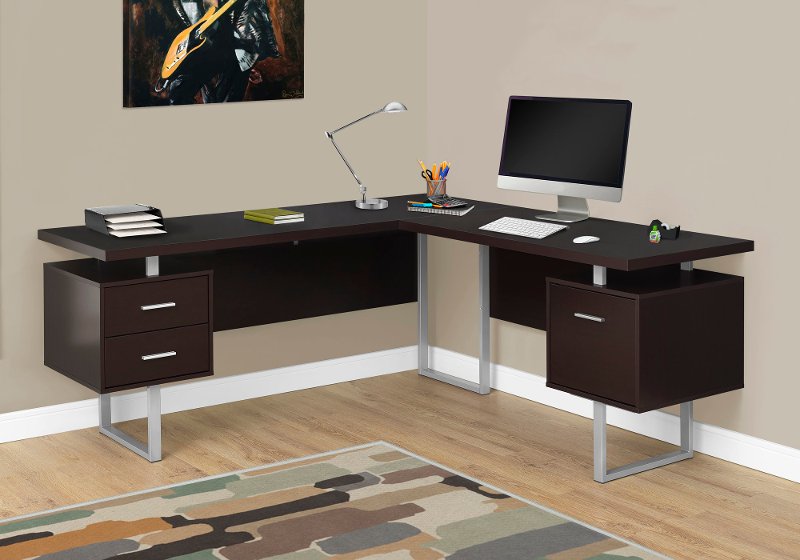 Cappuccino 60 Inch L Shaped Computer Desk Rc Willey Furniture Store