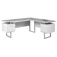 White and Cement Gray 60 Inch L-Shaped Computer Desk-3