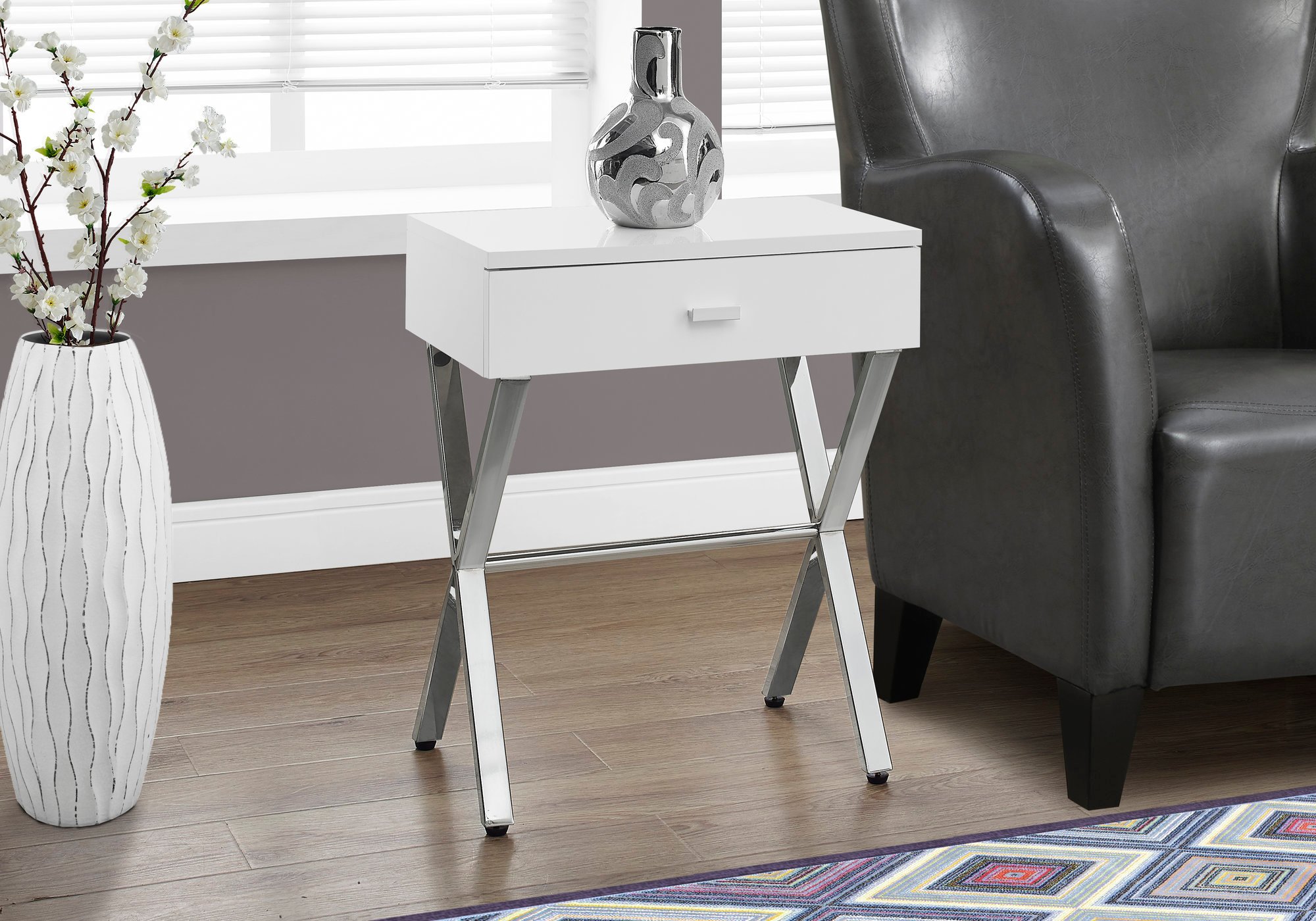 White 24 Inch End Table-1