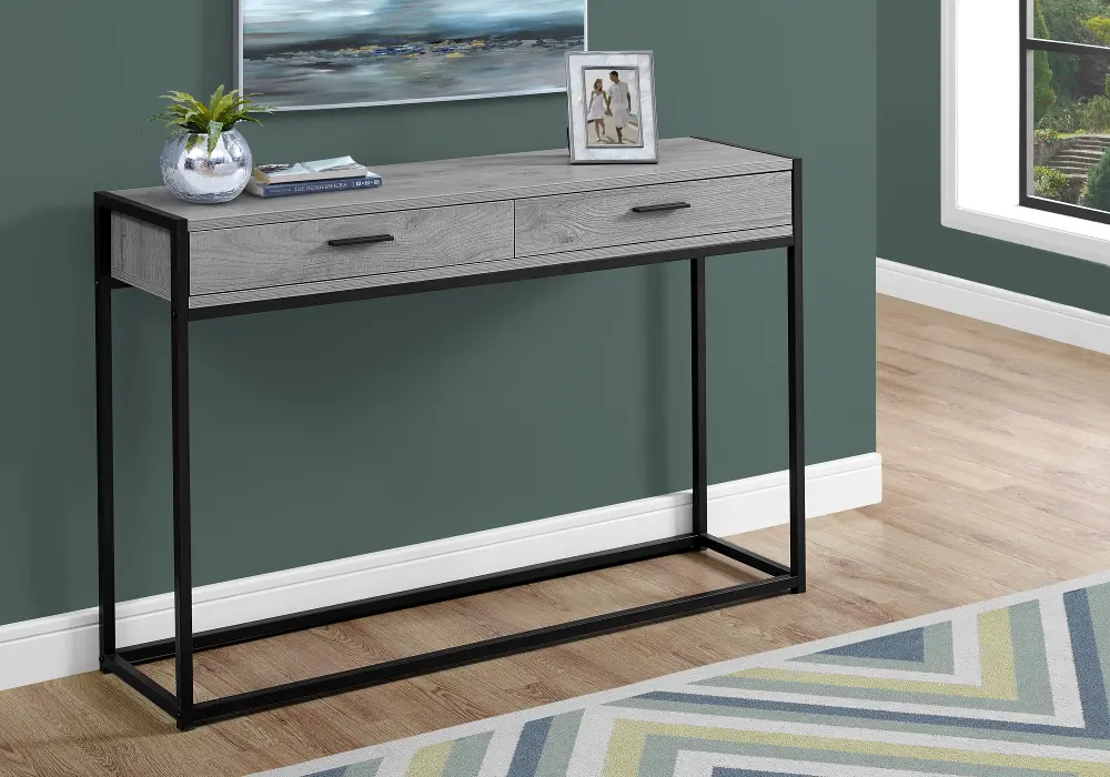 Gray and Black Metal 48 Inch Console Table-1