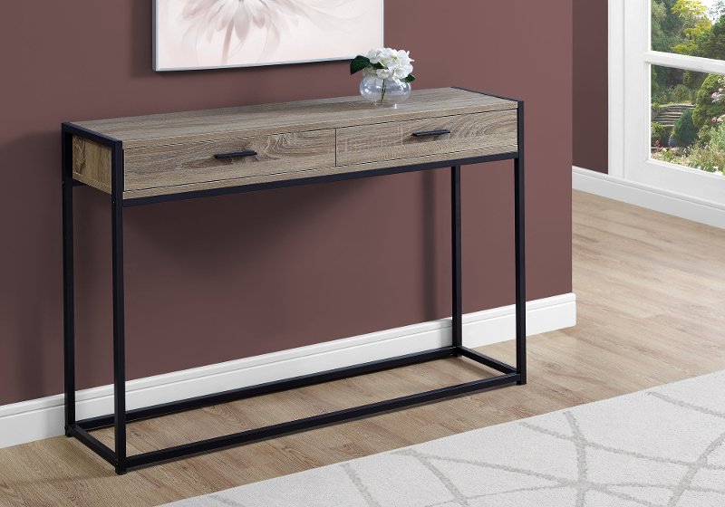 Dark Taupe And Black Metal 48 Inch Console Table Rc Willey