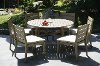 Weathered Gray Eucalyptus Wood Patio Dining Set Round - Glades