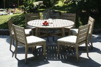 Weathered Gray Eucalyptus Wood Patio Dining Set Round - Glades