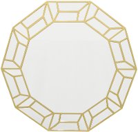 Gold Wooden Mirror with Geometric Pattern