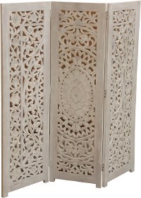 White 3 Panel Antique Screen