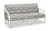 Blue Geometric Patterned Settee with Exposed Wood Frame - Jocelyn