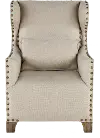 Chadwick Linen High Back Accent Chair with Exposed Wood Sides