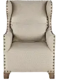 Chadwick Linen High Back Accent Chair with Exposed Wood Sides