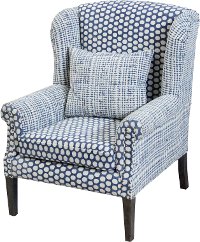 Blue and Cream Patterned Accent Chair - Walstead
