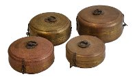 Assorted Antique Lidded Brass Pot