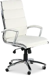 Modern White Office Chair with Padded Armrest