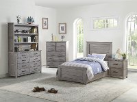 Gray 4 Piece Twin Bedroom Set with Dresser Hutch - Edgewood