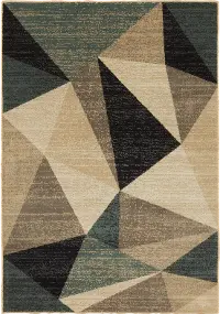 5 x 7 Medium Gray, Beige, and Navy Blue Rug - Evandale