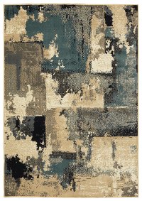 5 x 7 Medium Abstract Gray, Beige, and Navy Blue Rug - Evandale