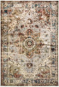 5 x 7 Medium Red, Pumpkin Orange, Teal, and Blue Rug - Julliette