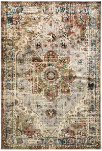 5 x 7 Medium Red, Pumpkin Orange, Teal, and Blue Rug - Julliette