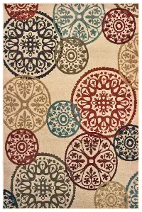 5 x 7 Medium Circle Red, Blue, and Green Area Rug - Laurel