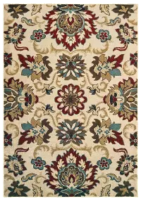 5 x 7 Medium Floral Red, Blue, and Green Area Rug - Laurel