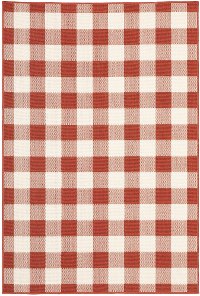 5 x 7 Medium Red and Ivory Indoor-Outdoor Rug - Marina