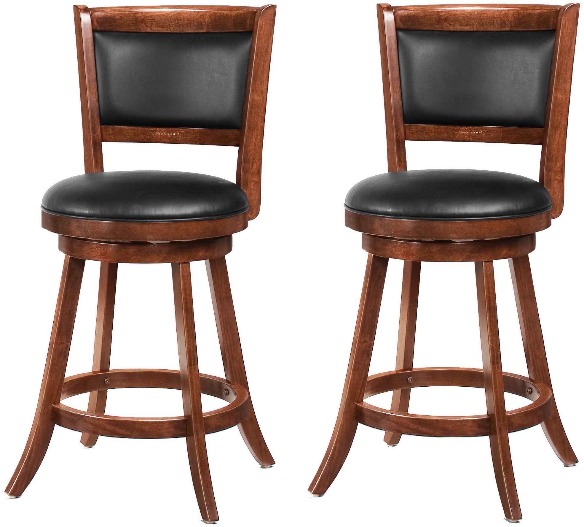 Brown and Black 24 Inch Swivel Counter Height Stool (Set of 2) - Antoine-1
