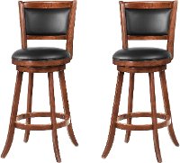 Transitional Chestnut and Black Swivel Bar Stool (Set of 2) - Antony