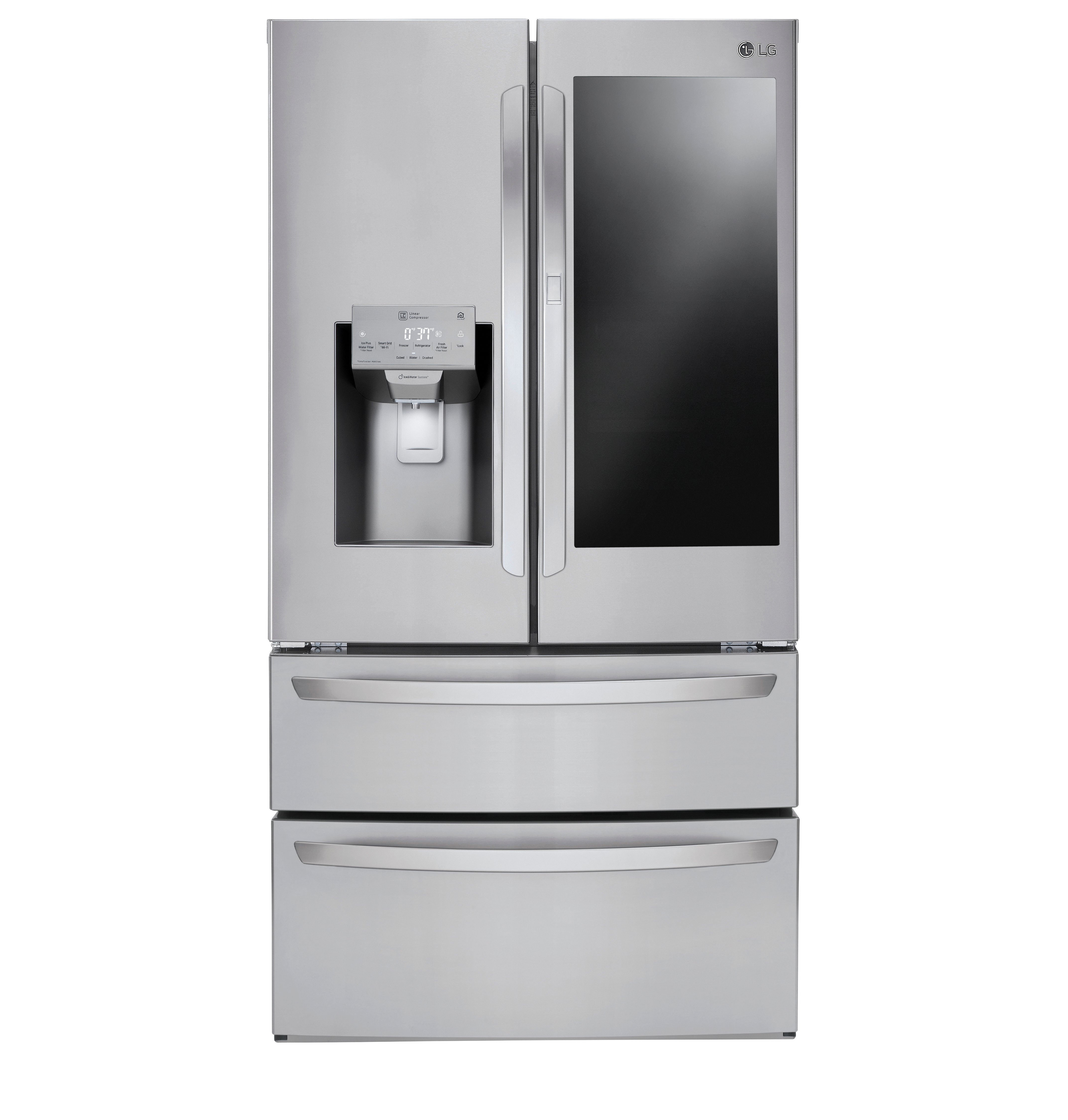 LMXS28596S LG 27.6 cu ft French Door Smart Refrigerator - 36 W Fingerprint Resistant Stainless Steel-1