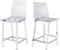 Modern Clear and Chrome 24 Inch Counter Height Stool (Set of 2) - Amari