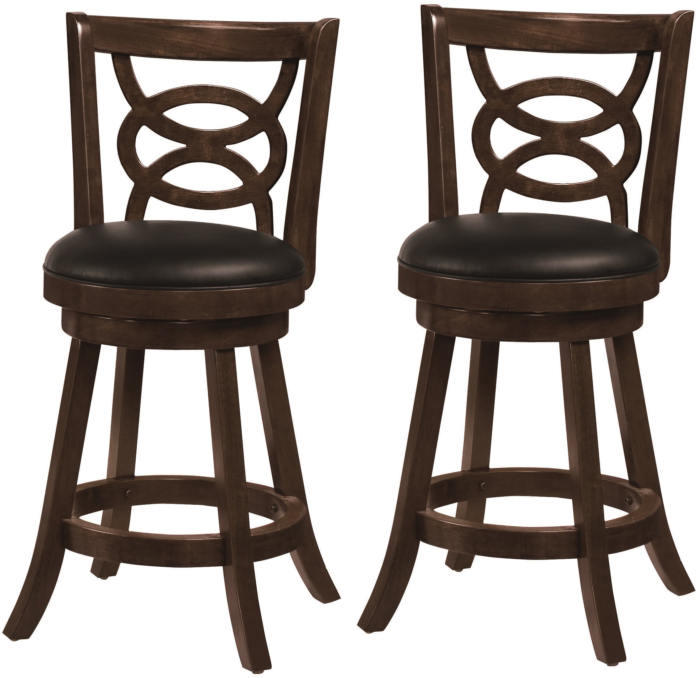 Set of 2 Traditional Brown 24 Inch Swivel Counter Height Stools-1