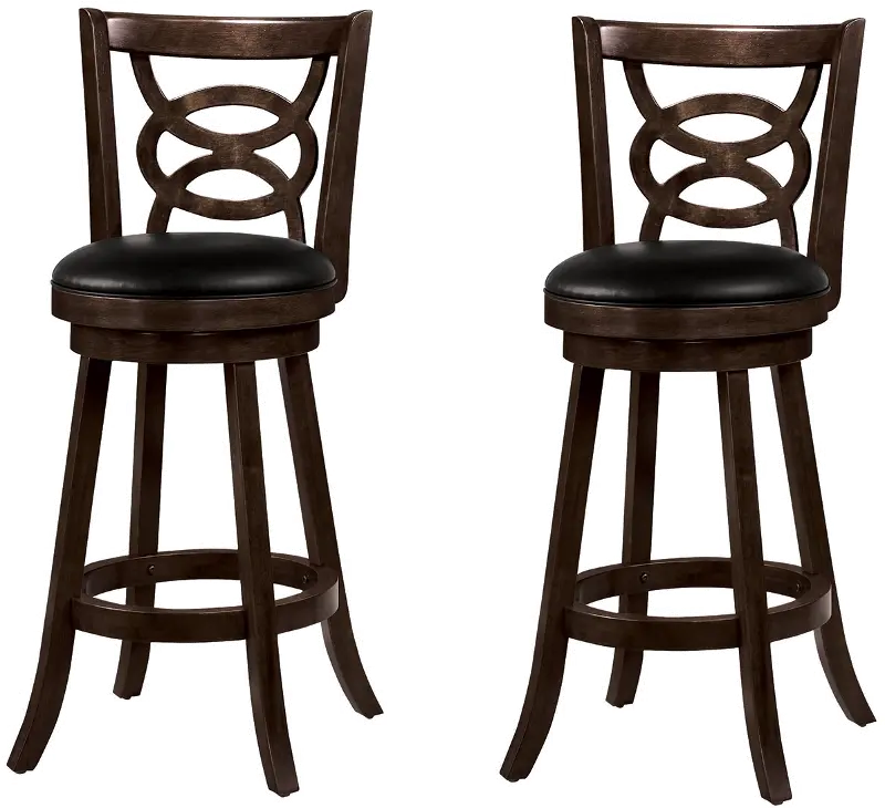 Solid Wood Cappuccino Swivel Bar Stool Chair by Coaster 101930 Set of 2 