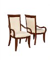 Traditional Cream and Brown Dining Arm Chair (Set of 2) - Balder