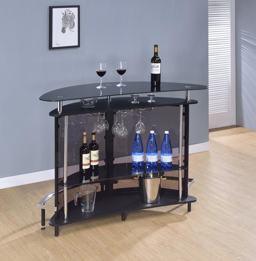 Anibal Modern Black and Chrome Bar Set-1