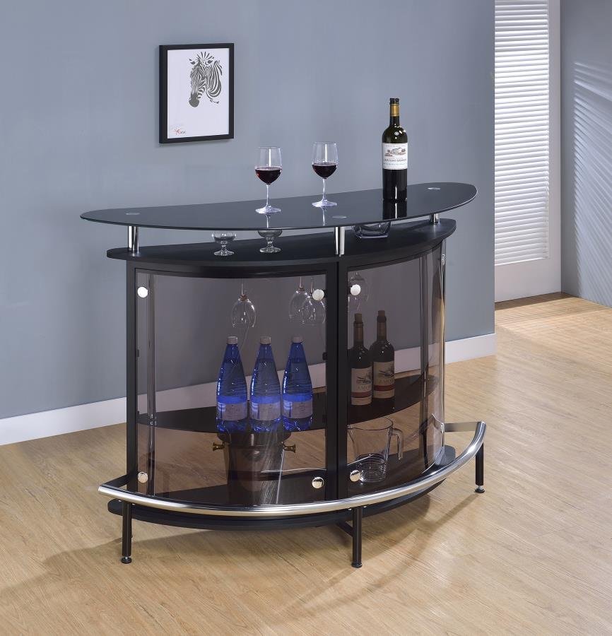 Anibal Modern Black and Chrome Bar Set-2