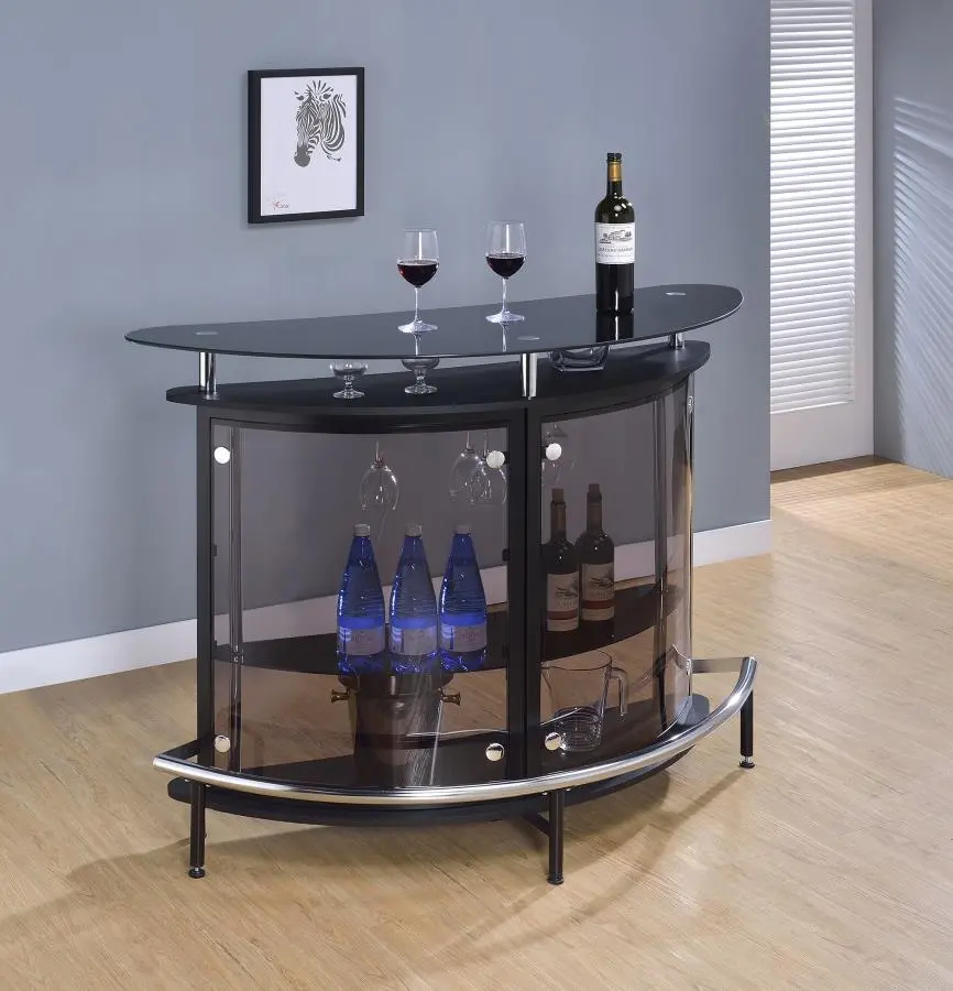 Anibal Modern Black and Chrome Bar Set-2