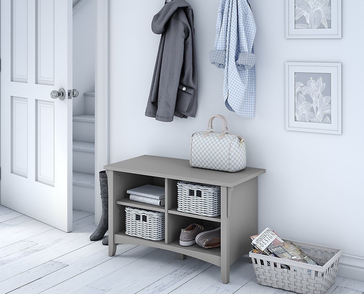 Cape Cod Gray Shoe Storage Bench - Salinas-1