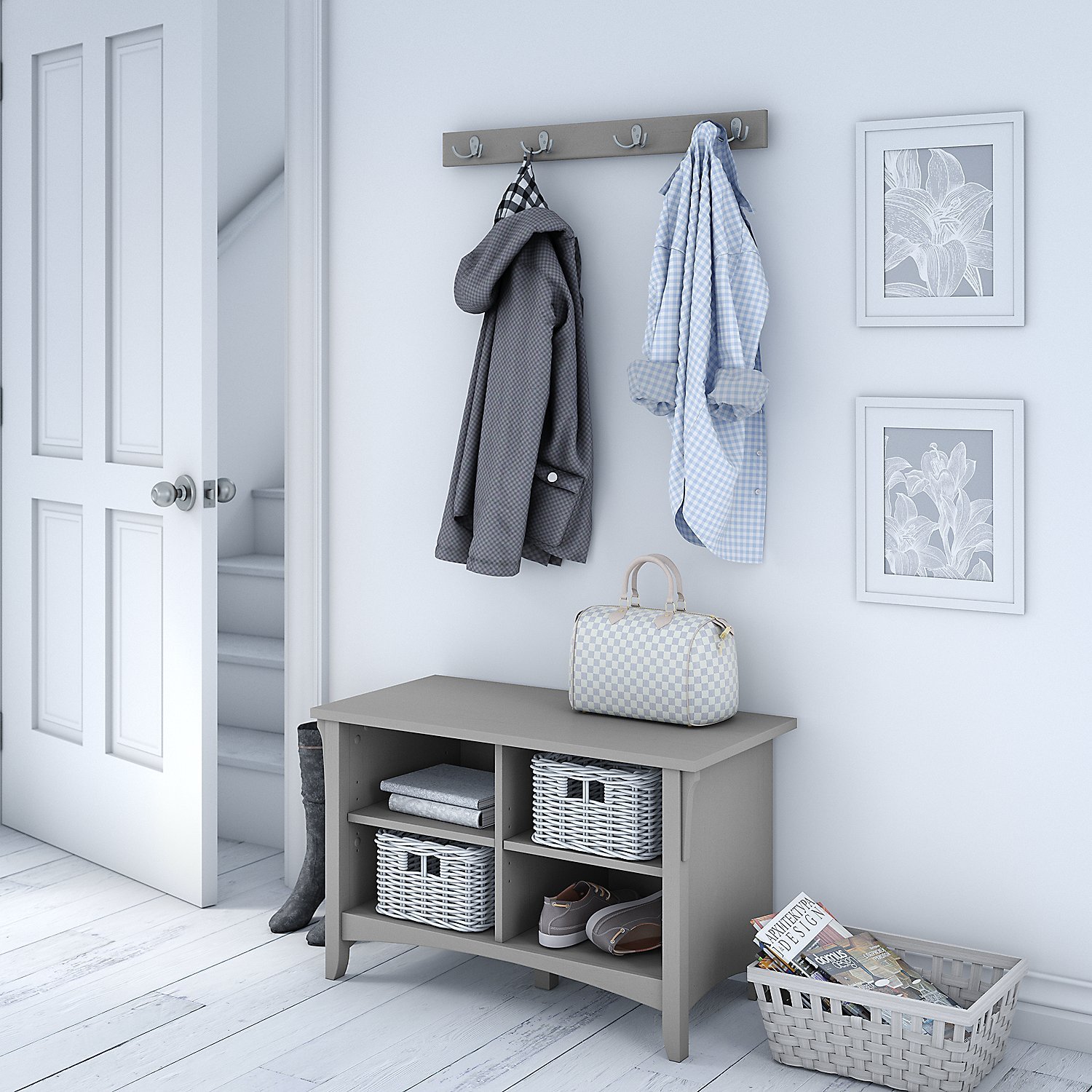 Cape Cod Gray Shoe Storage Bench - Salinas-3