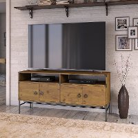 Kathy Ireland Vintage Golden Pine TV Stand - Ironworks