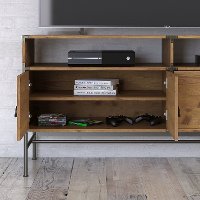 Kathy Ireland Vintage Golden Pine TV Stand - Ironworks-3