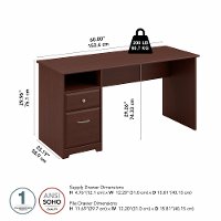 Harvest Cherry Computer Desk with Drawers - Cabot-5