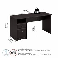 Espresso Oak Computer Desk with Drawers - Cabot-5