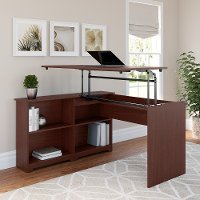 Harvest Cherry 3 Position Sit to Stand Corner Bookshelf Desk - Cabot